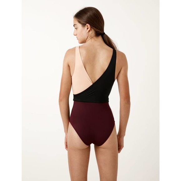 Solid and Striped The Ballerina‎ Color-Block Swimsuit Black Nude Bordeaux Combo - Picture 4 of 16